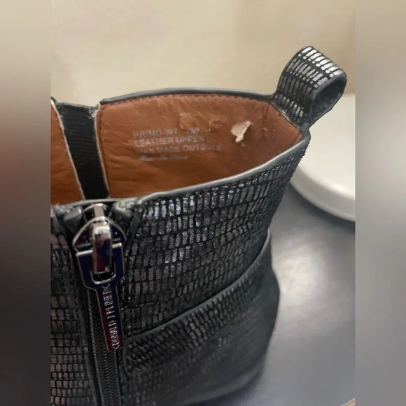 Donald Pliner Metallic Lizard Print Leather Boot Size 7 Goth Unique Rock - Picture 9 of 11